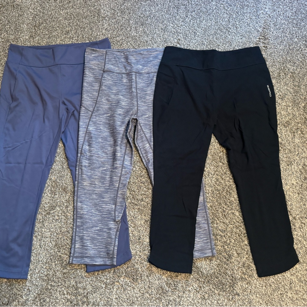 Women's Active Leggings Trio - Black, Gray, and Blue
